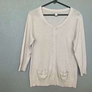 Banana Republic Shimmer Gold Cardigan with Buttons Size Large